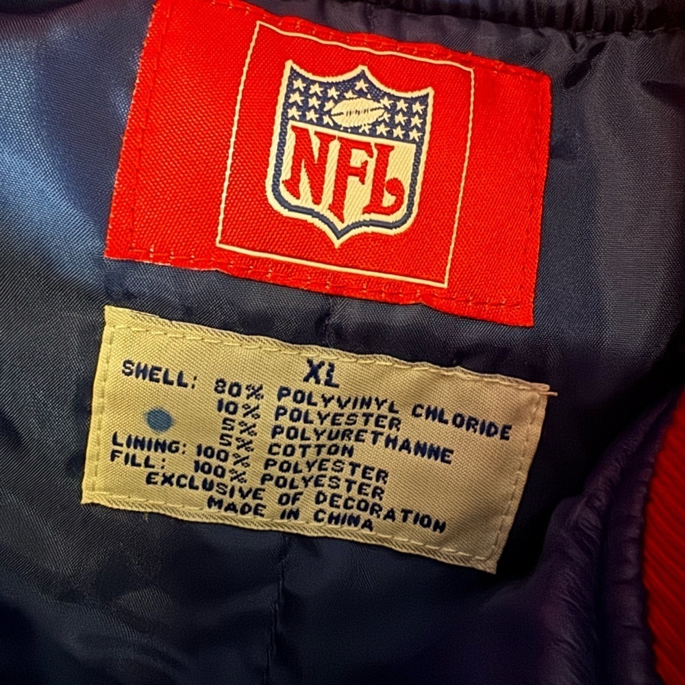 New York Giants faux leather Varsity jacket Blue and red Size XL - Picture 10 of 12